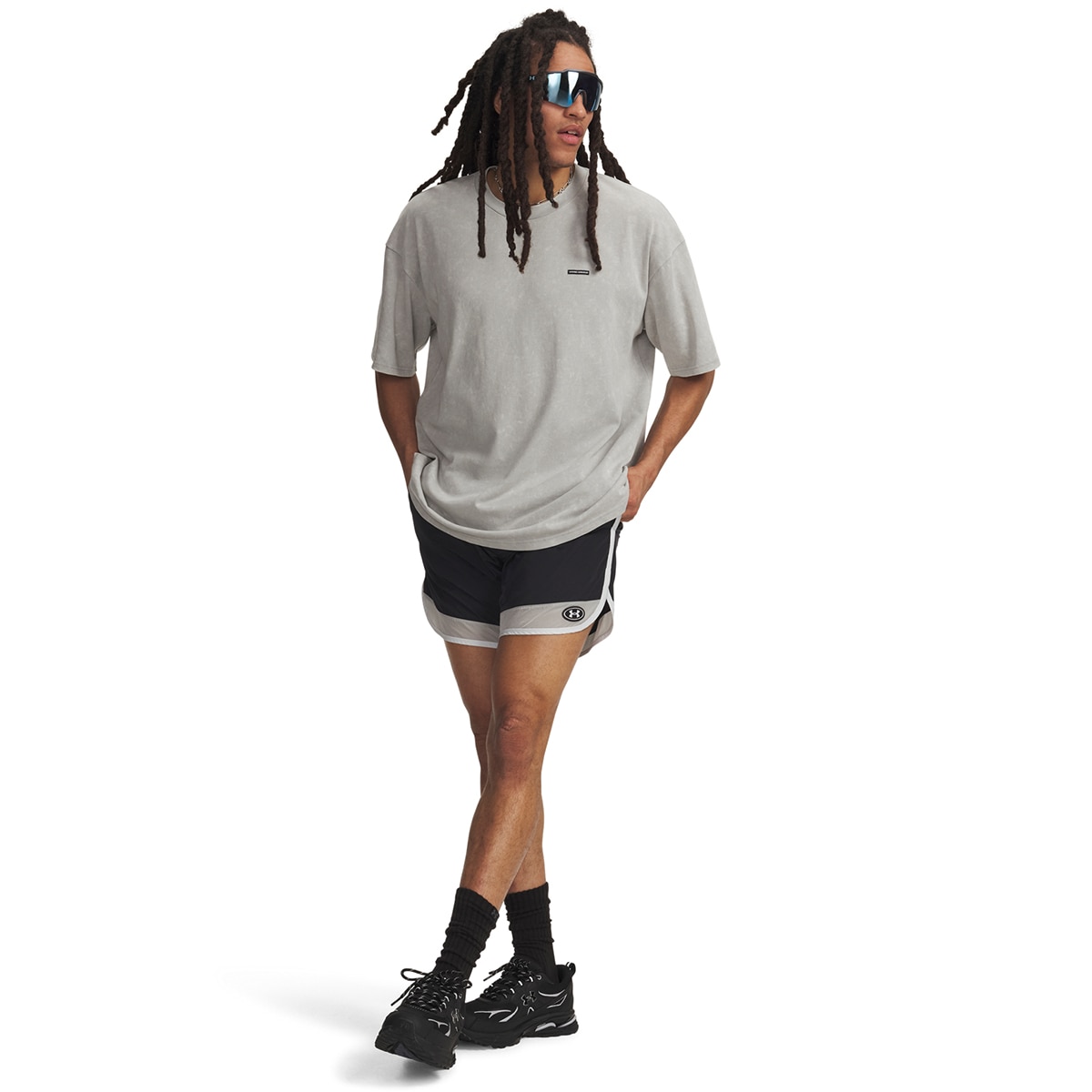 Calções Casual de Homem UA Icon Woven Track Shorts Preto-3