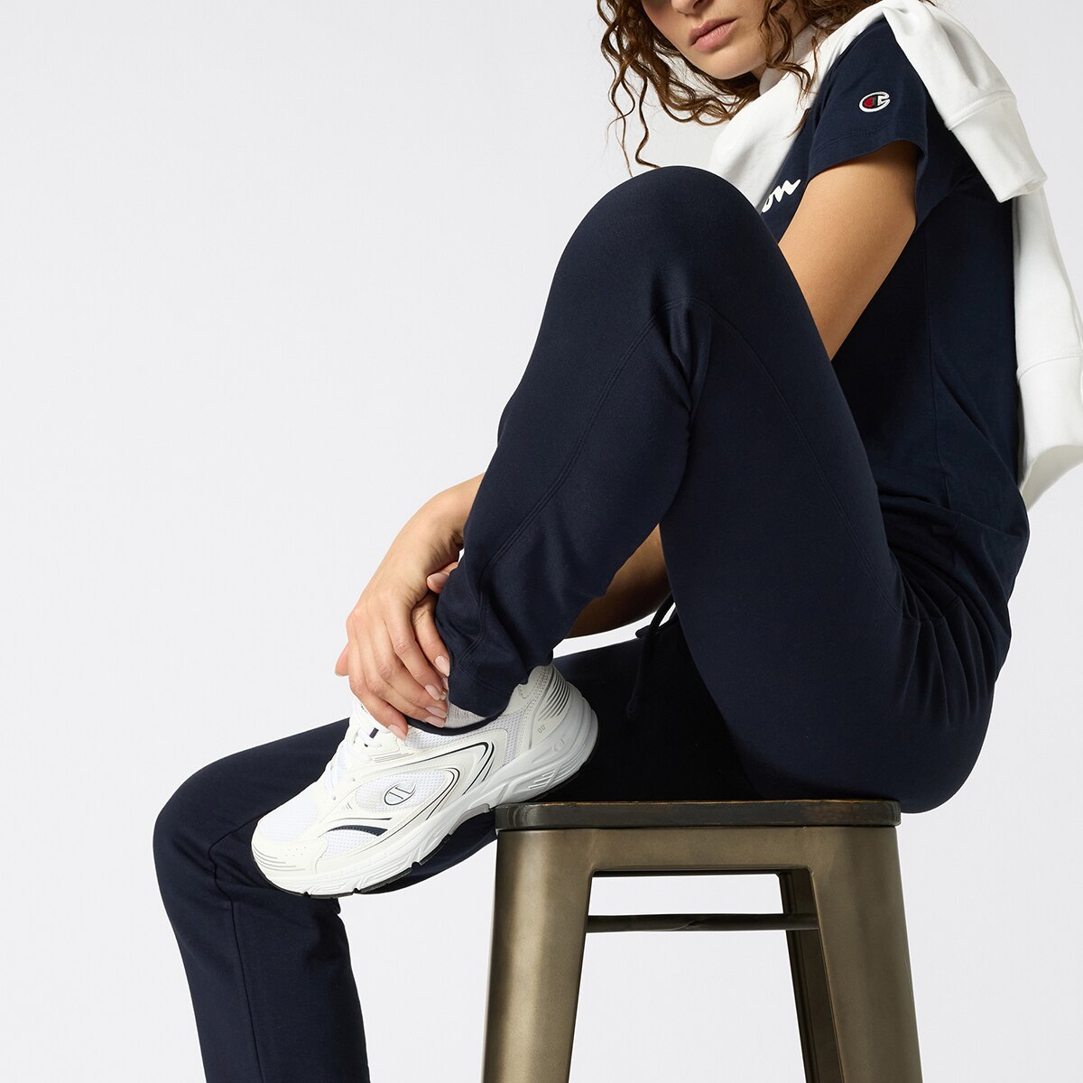 Calças Casual de Mulher Drawstring Pants Azul-4