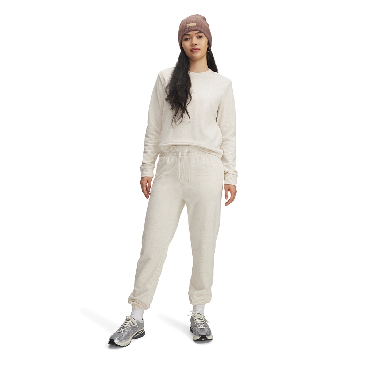 Calças de Mulher UA Rival Terry Joggers Castanho-3