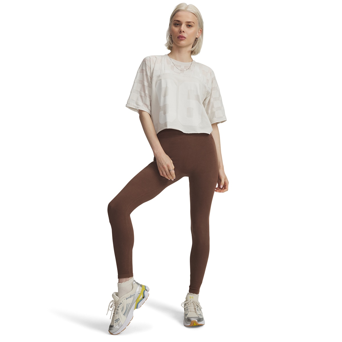 Leggings Casual de Mulher Seamless Cotton Castanho-escuro-3