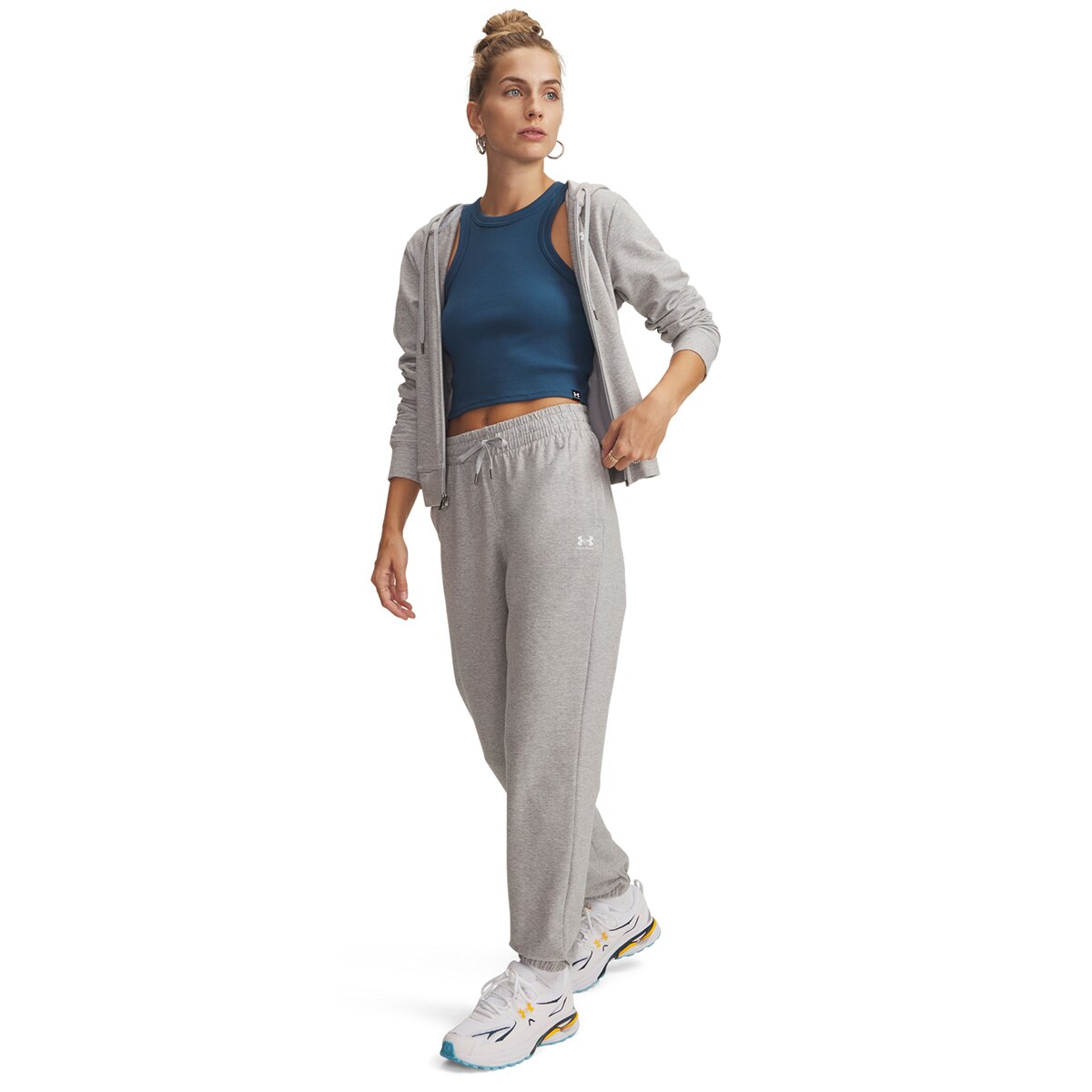 Calças de Mulher Sport Terry Jogger Cinzento médio-3