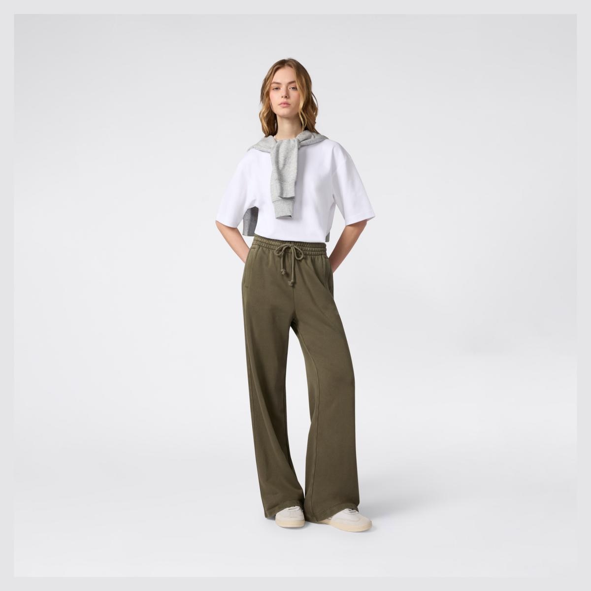 Calças de Mulher Wide Leg Pants Verde-3