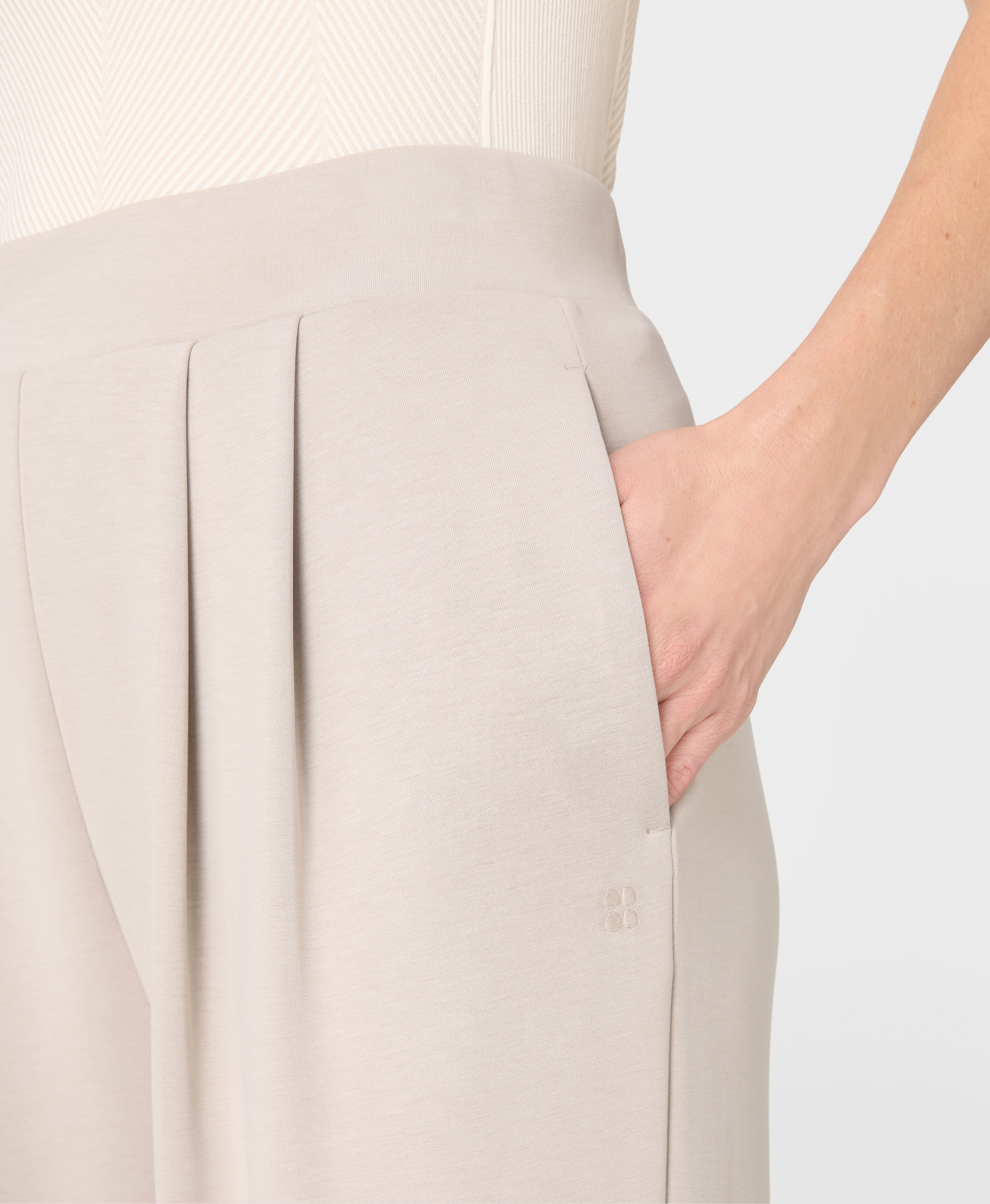 Calças de Mulher Sand Wash Wide Leg Trouser Bege-3