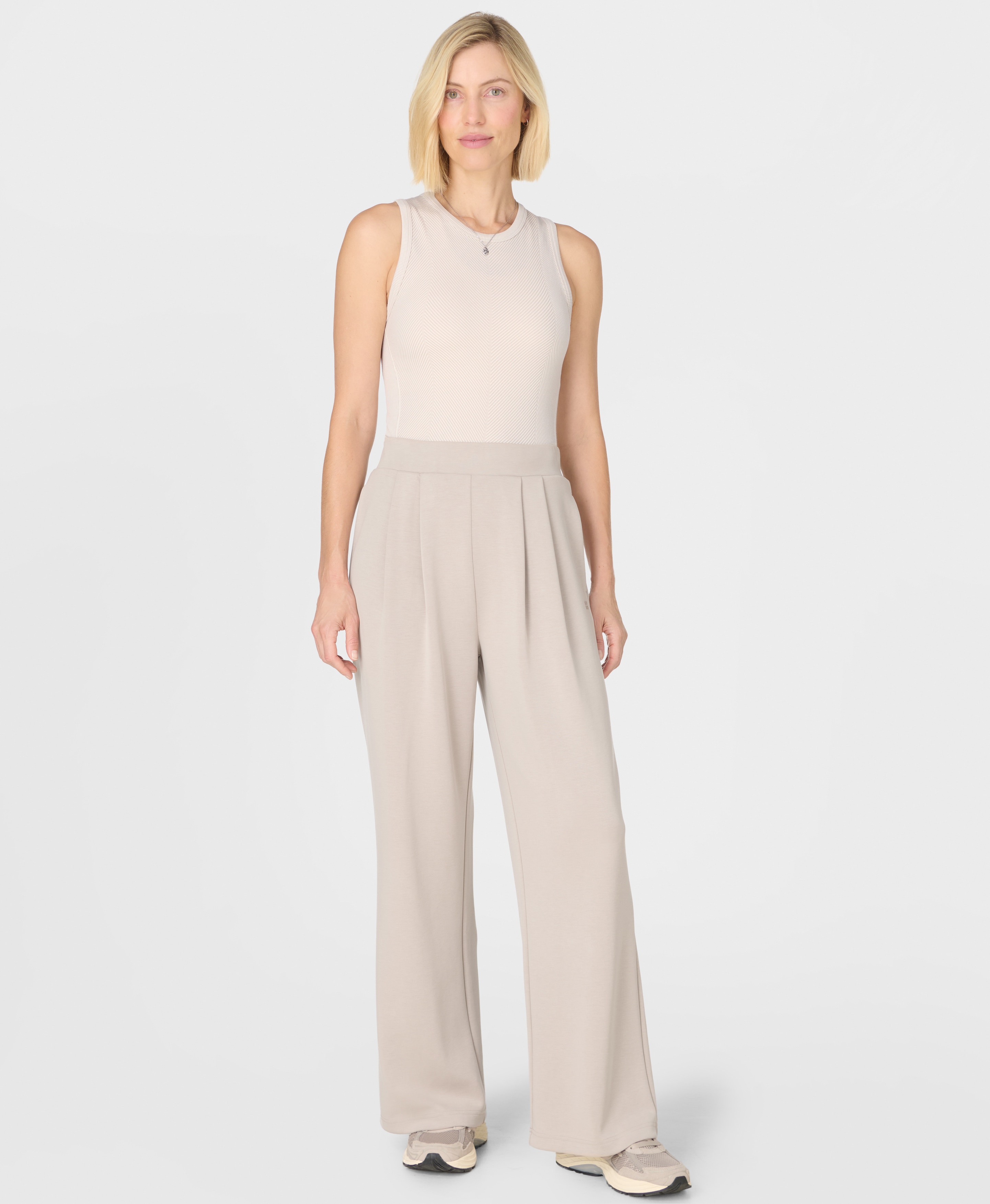Calças de Mulher Sand Wash Wide Leg Trouser Bege-4