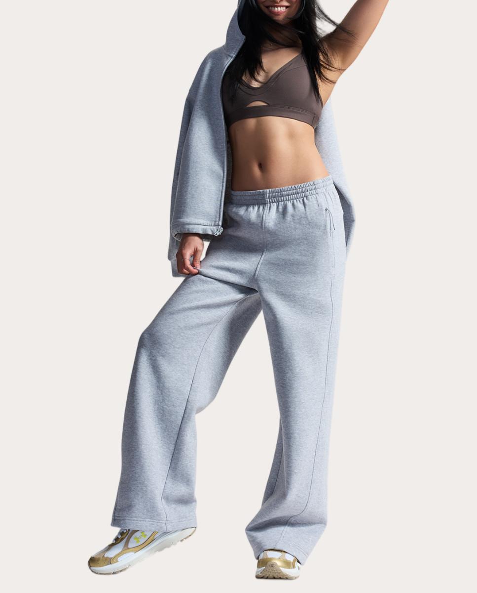 Calças de Mulher Unstoppable Flc Open Pant Cinzento médio-5
