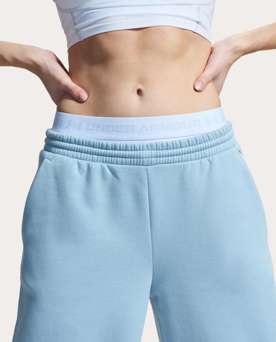 Calças de Mulher UA Icon Fleece Barrel Pant Azul / Cinzento-3