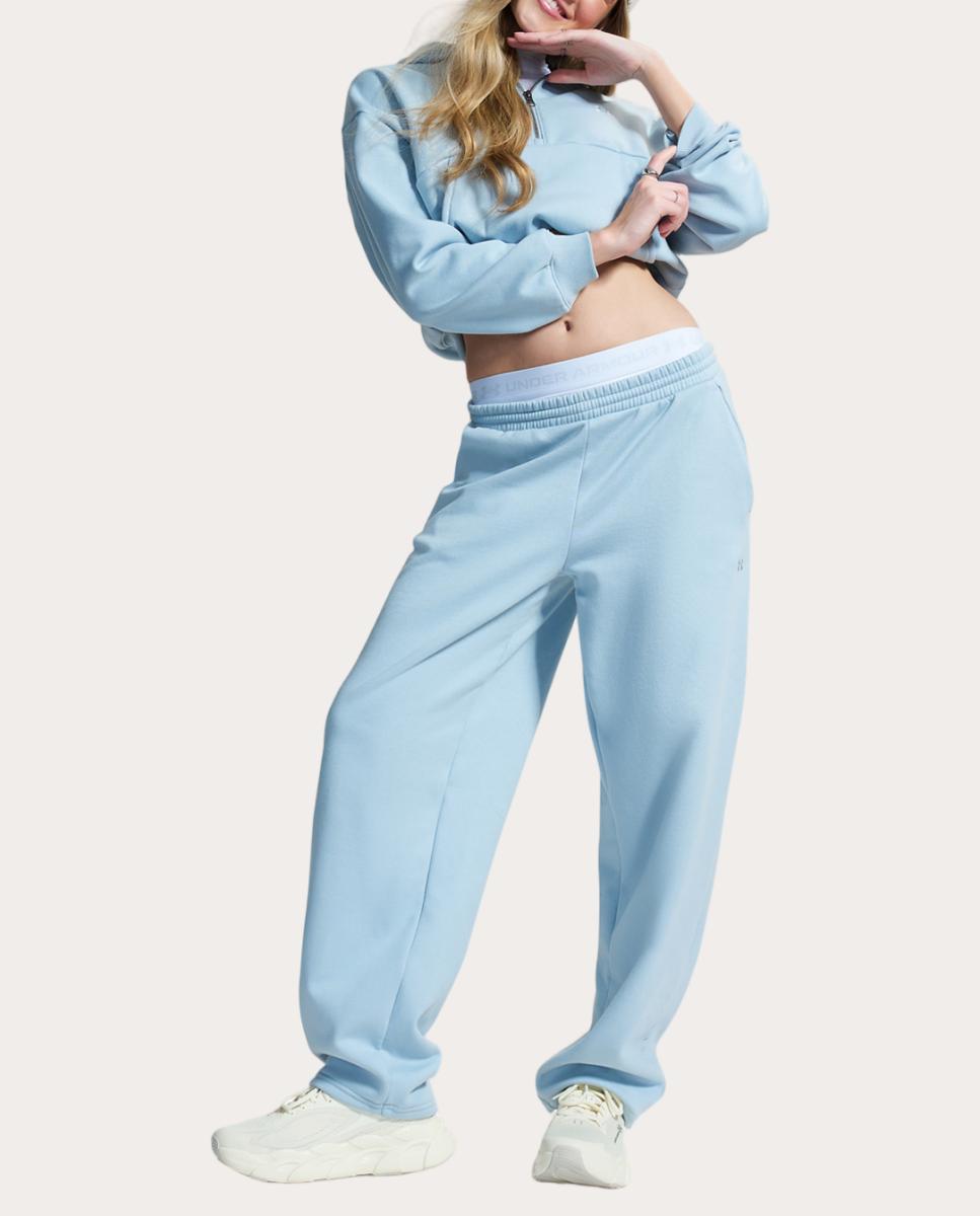 Calças de Mulher UA Icon Fleece Barrel Pant Azul / Cinzento-6
