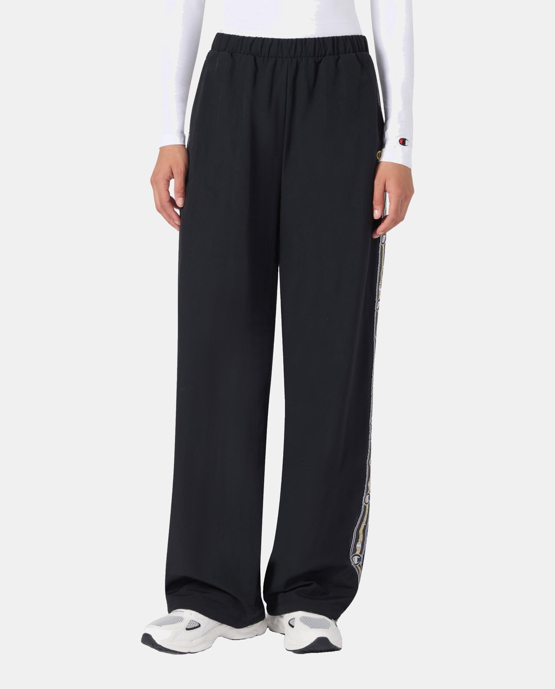 Calças Casual Woven Straight Hem Pants Preto-4