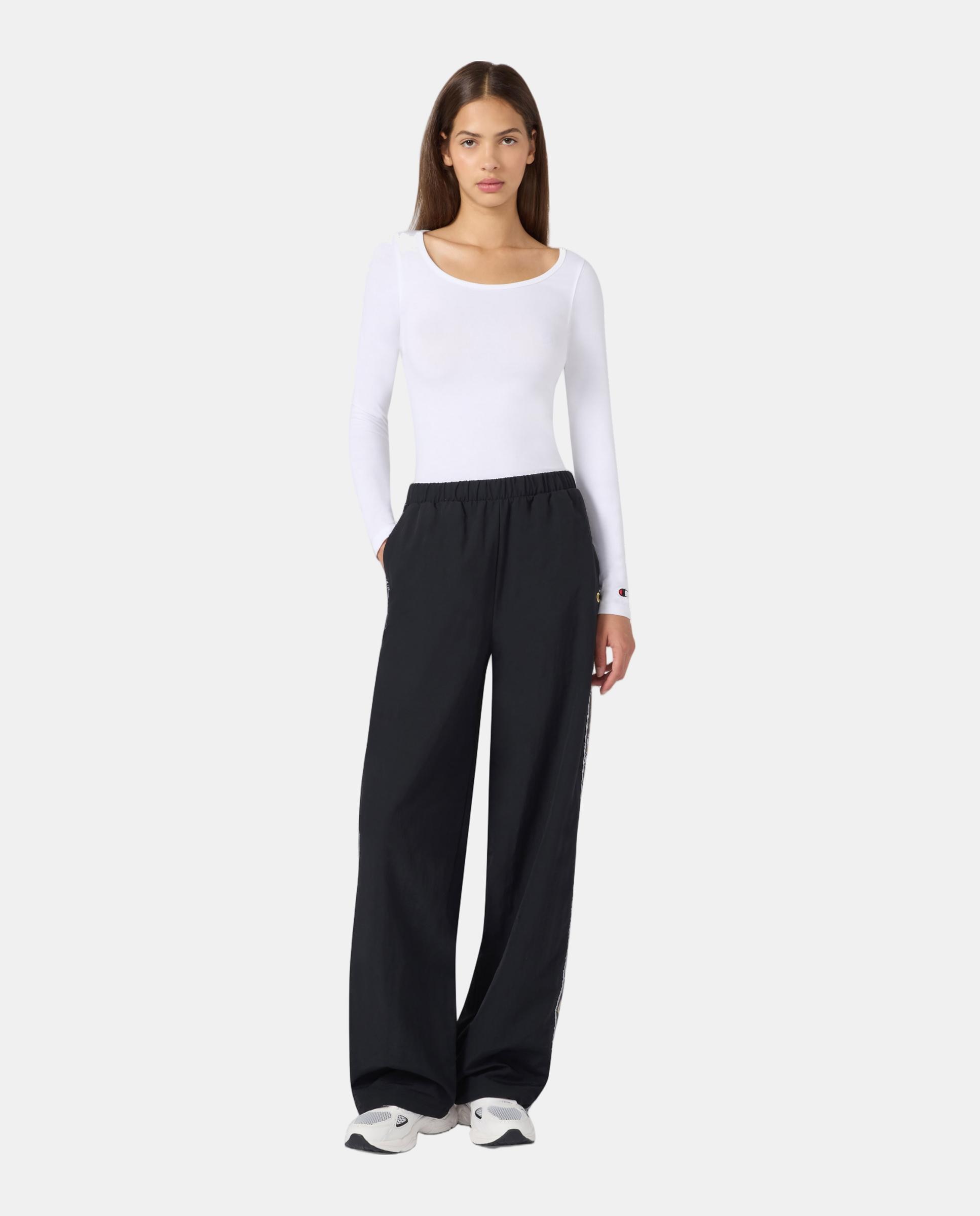 Calças Casual Woven Straight Hem Pants Preto-5