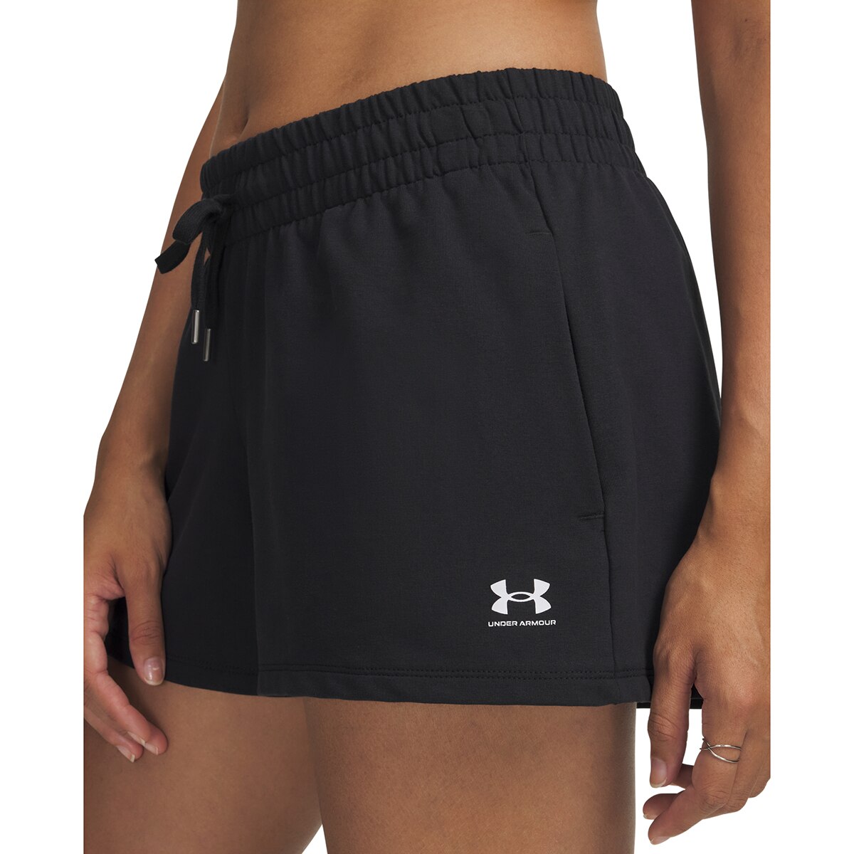 Calções de Mulher UA Sport Terry Short Preto / Branco-4