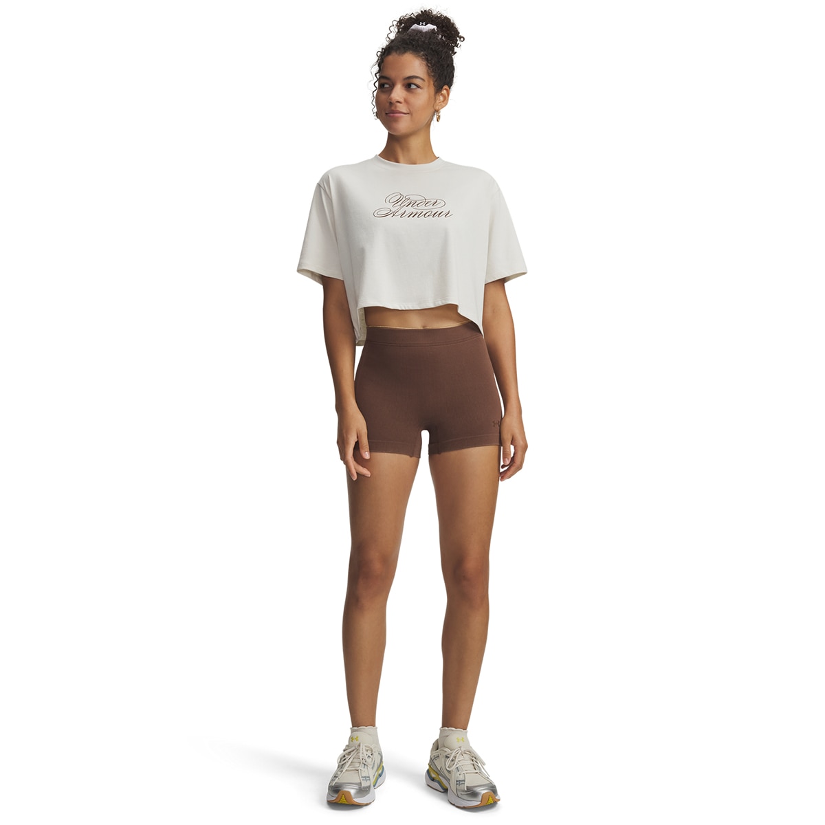 Calções de Mulher Casual Seamless Cotton Shorty Castanho-escuro-4