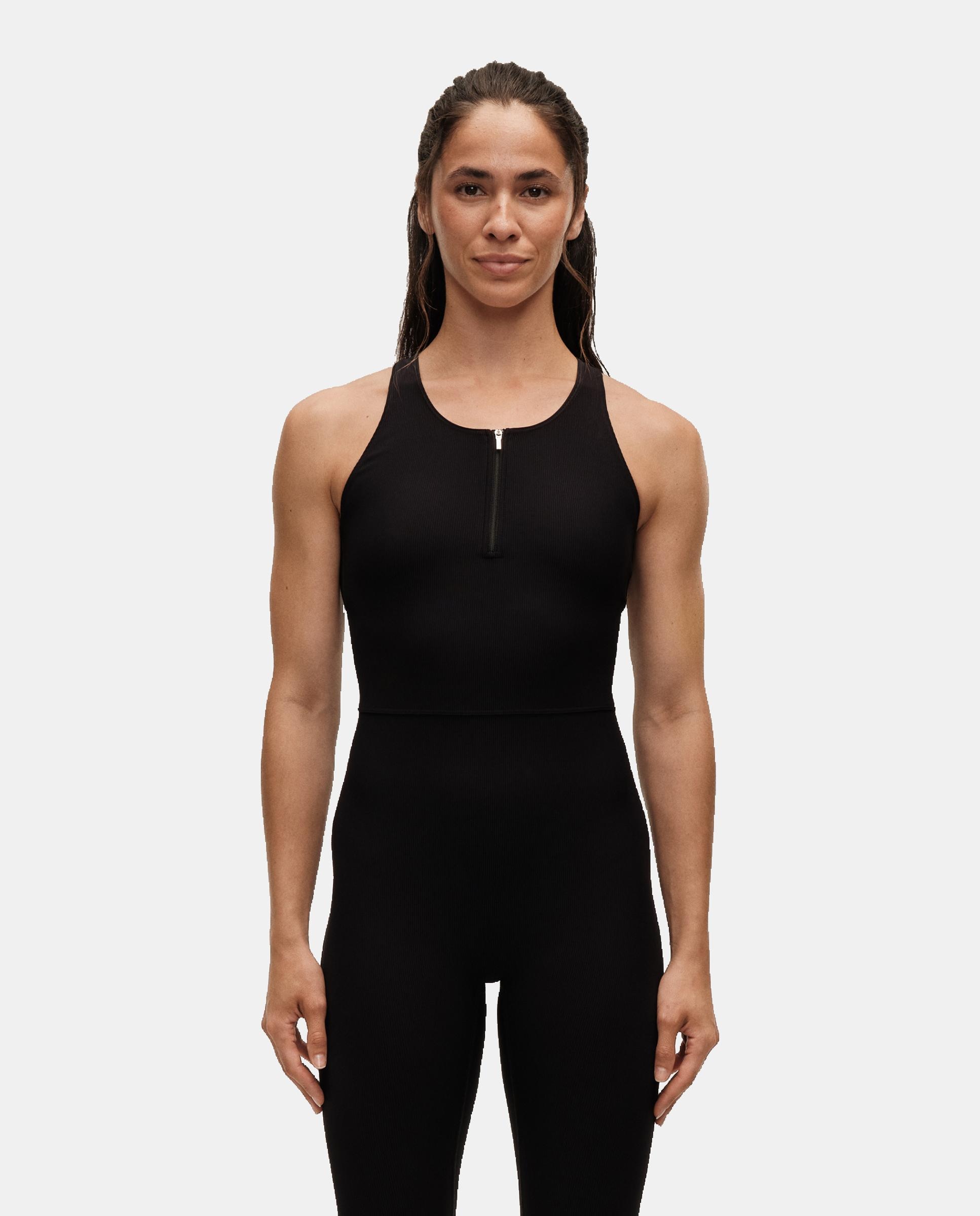 Casall Mono de Yoga y Pilates de Mujer Brace Rib Zip Catsuit Negro