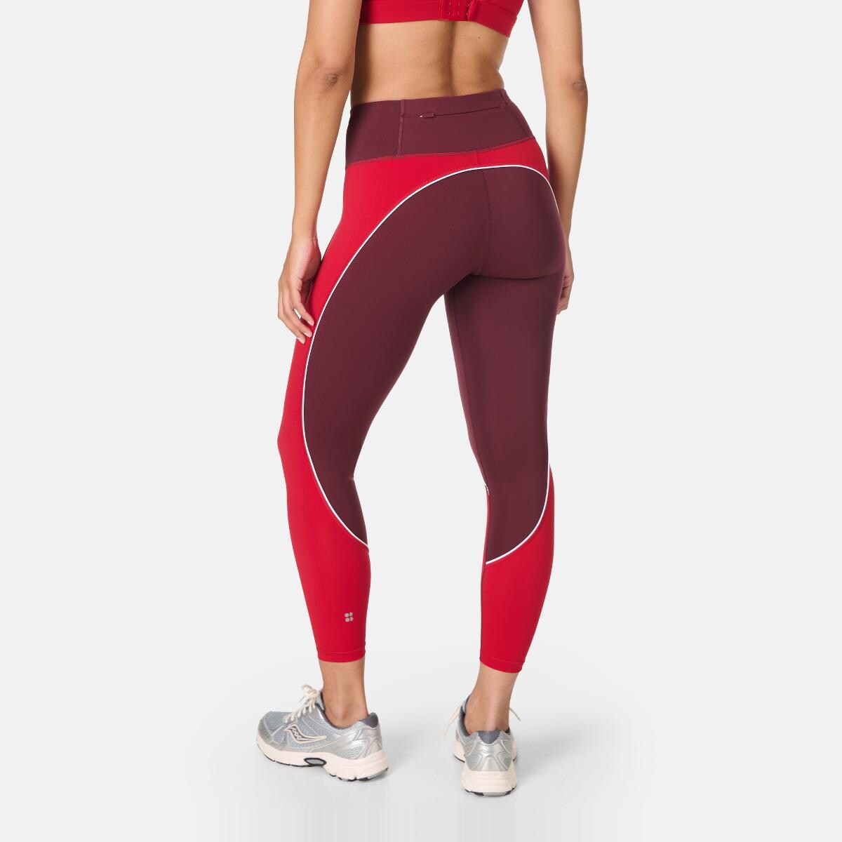 Leggings de Mulher Power 7/8 Colour Block Workout Leggings Vermelho-2