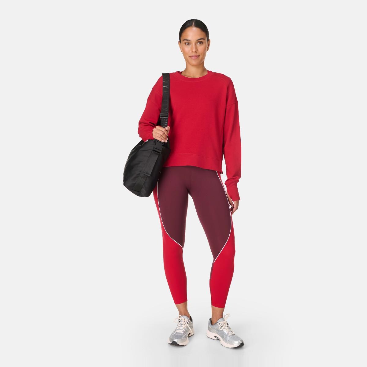 Leggings de Mulher Power 7/8 Colour Block Workout Leggings Vermelho-5