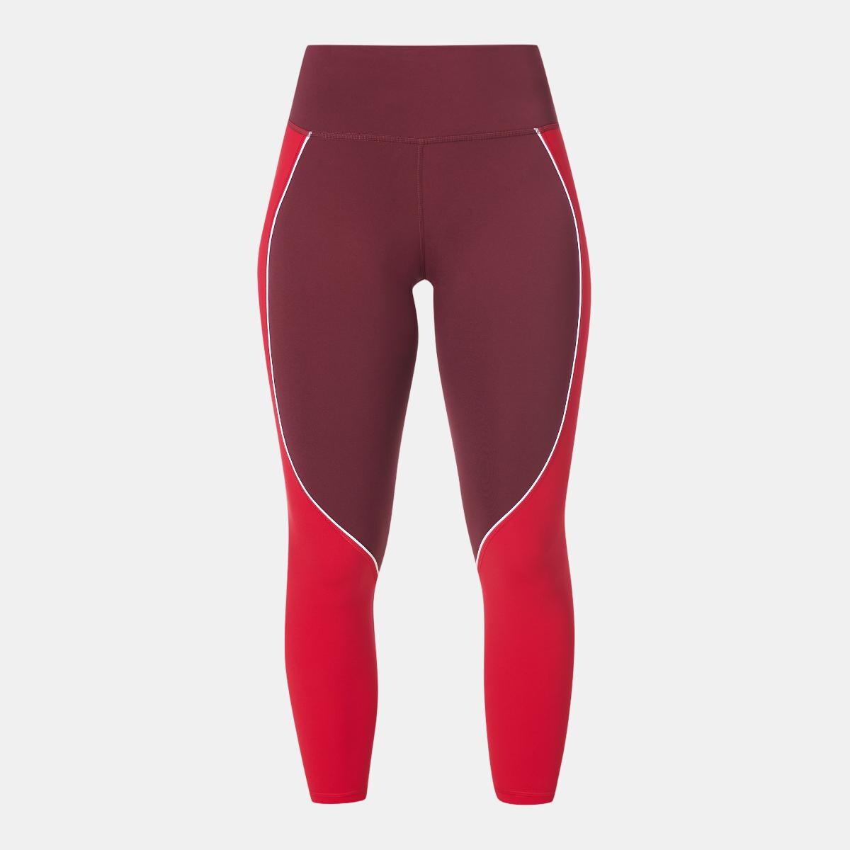 Leggings de Mulher Power 7/8 Colour Block Workout Leggings Vermelho-9
