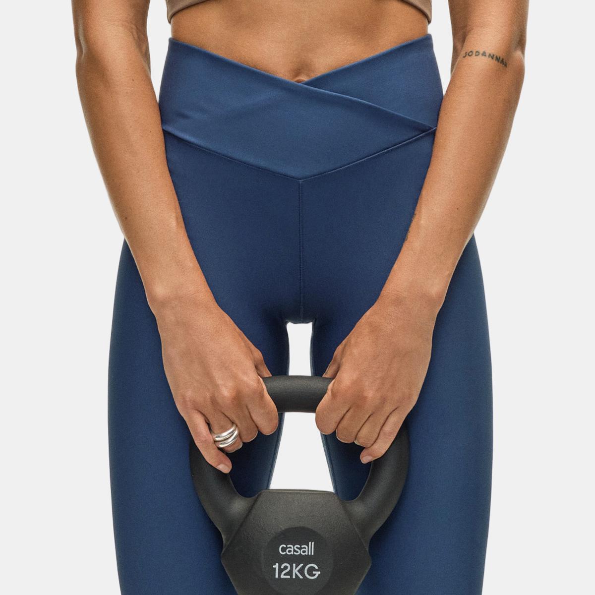 Leggings de mulher Overlap High Waist Tights Azul-2