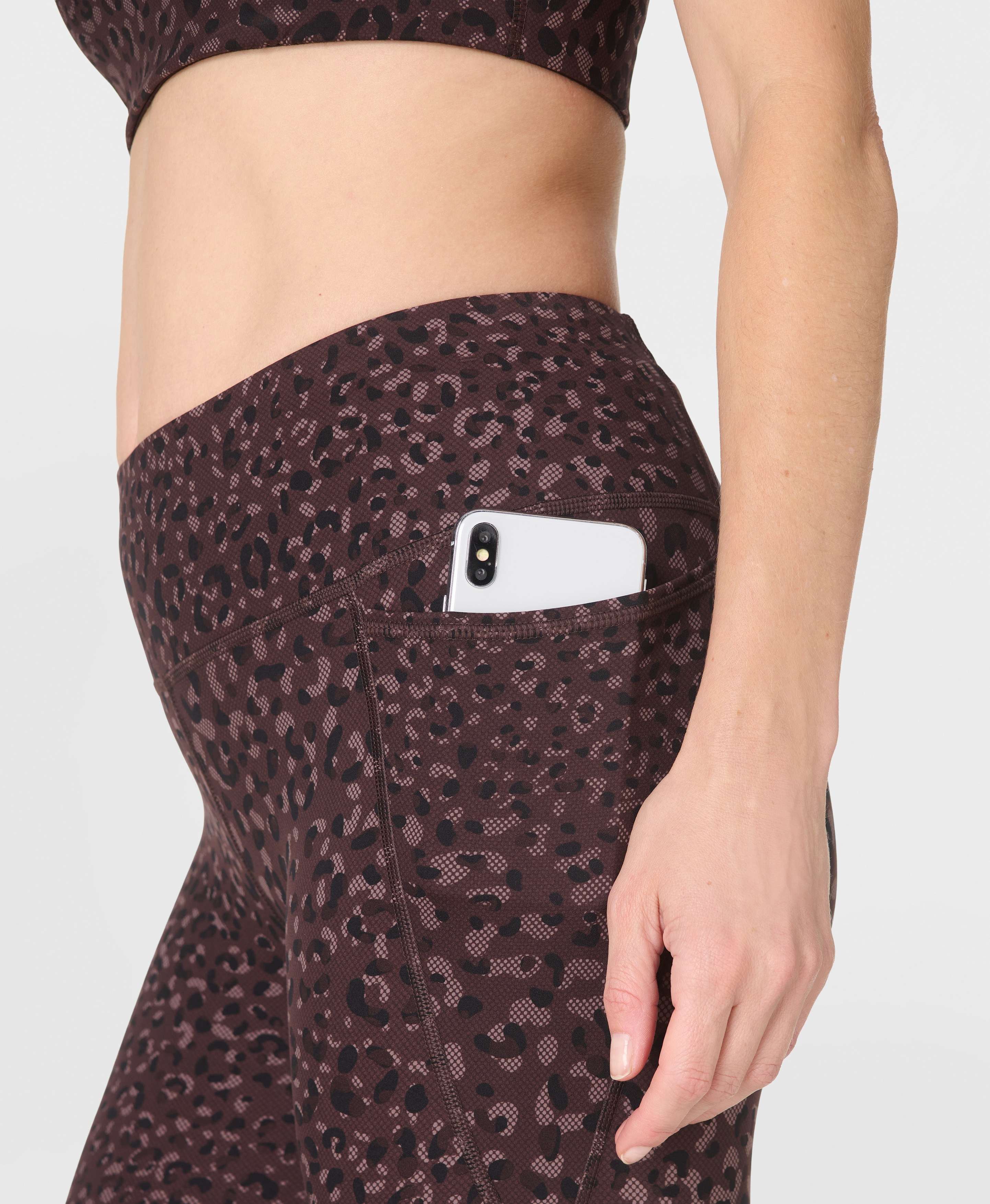 Leggings Compridas de Mulher Power 7/8 Workout Castanho-5