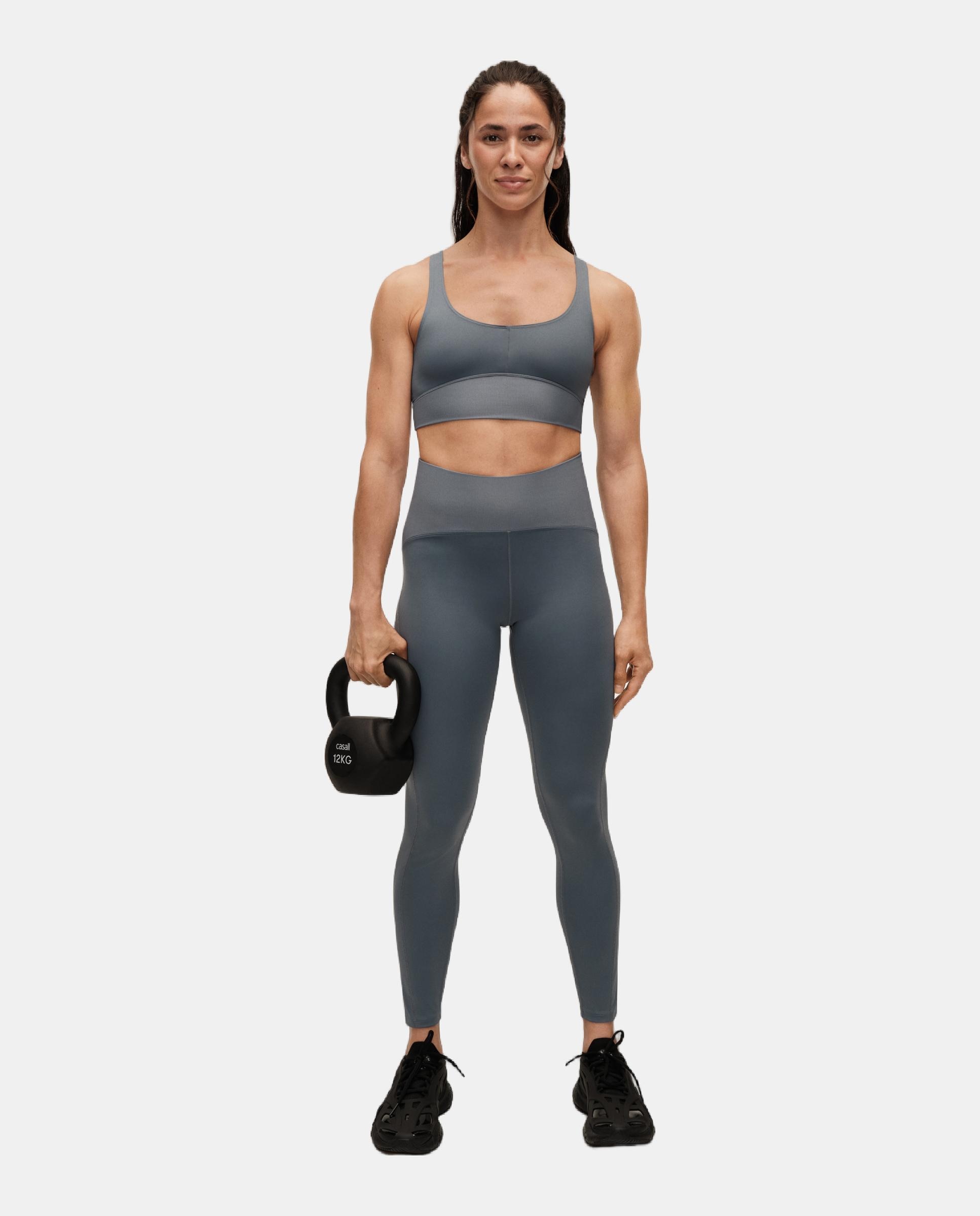 Casall Mallas de Yoga y Pilates de Mujer Brace Rib High Waist Tights Azul / Gris