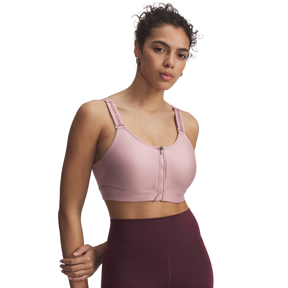 Top de Mulher UA Infinity High Zip 2.0 Bra Rosa-1