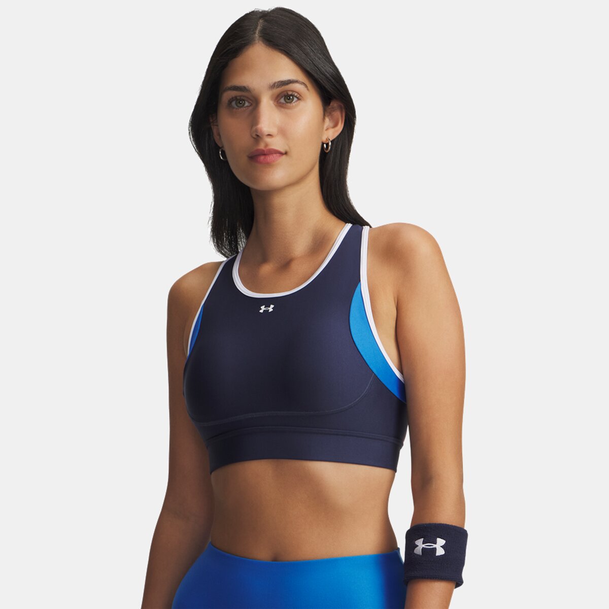Top de Mulher UA Crossback Mid Open Back Azul-1