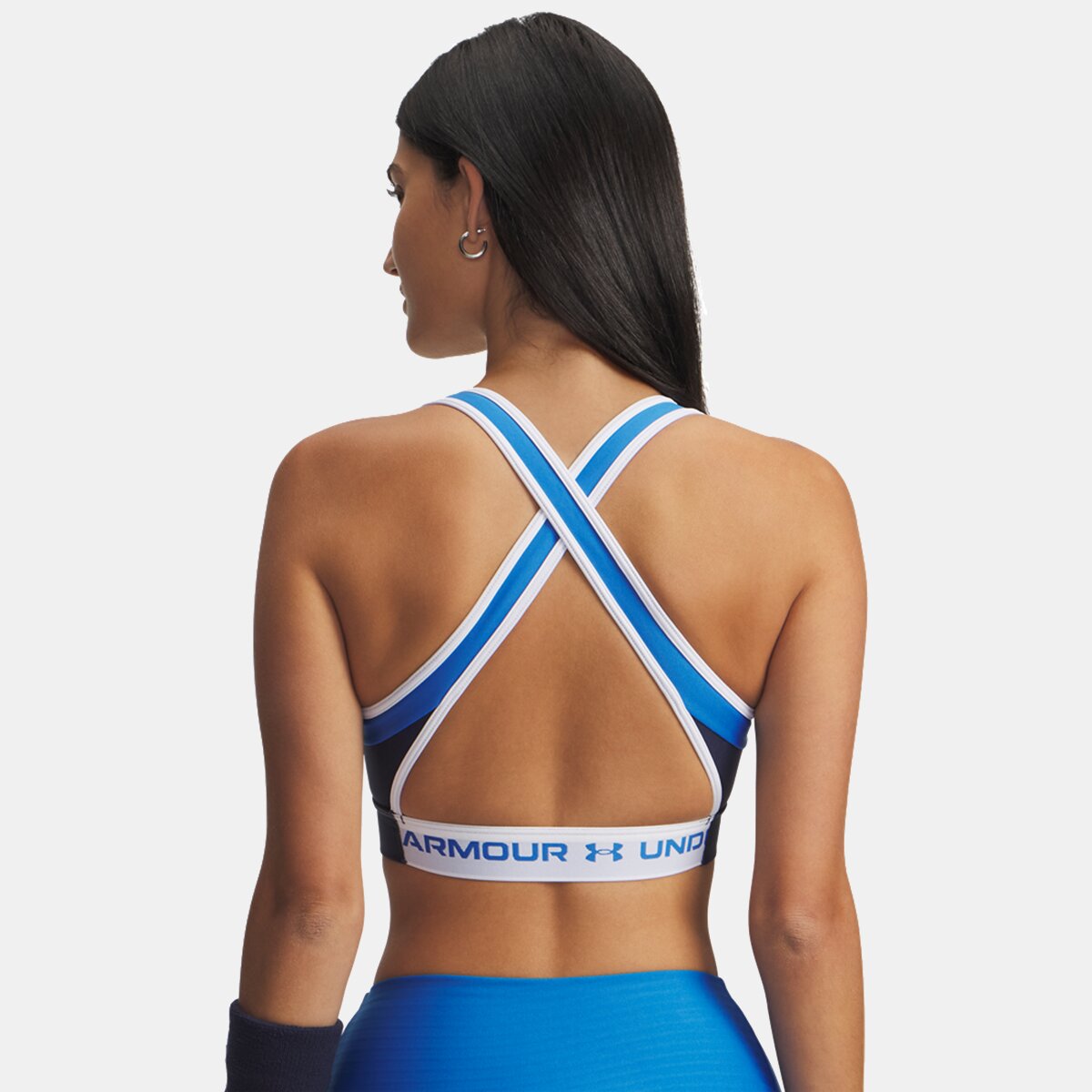 Top de Mulher UA Crossback Mid Open Back Azul-3