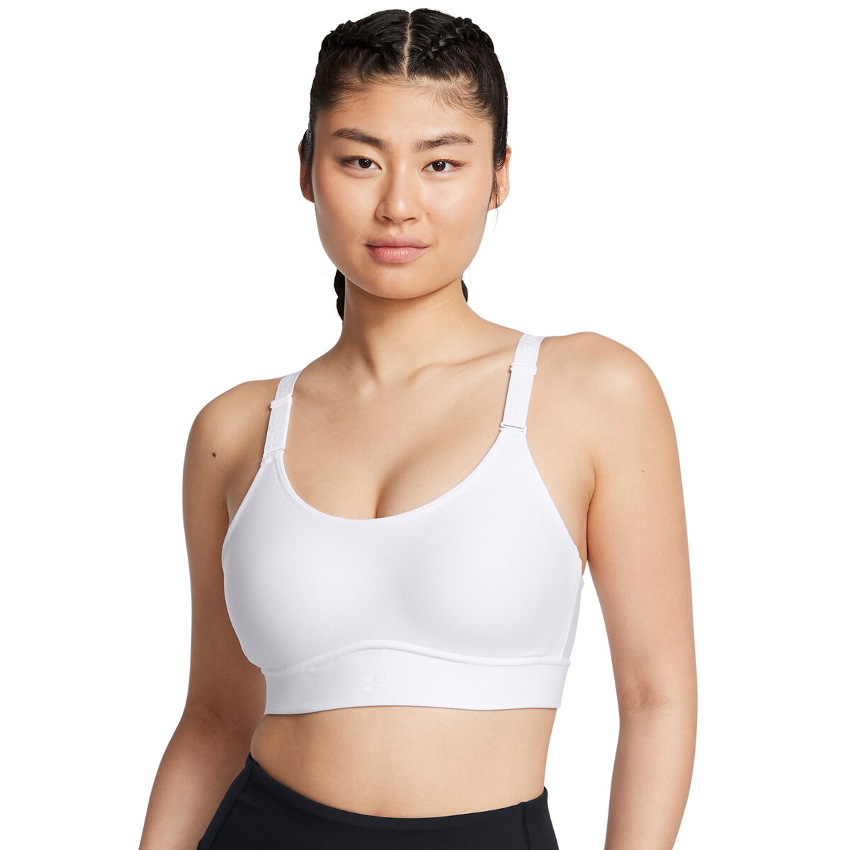 Top de Training de Mulher UA Infinity Mid 2.0 Bra Branco-11