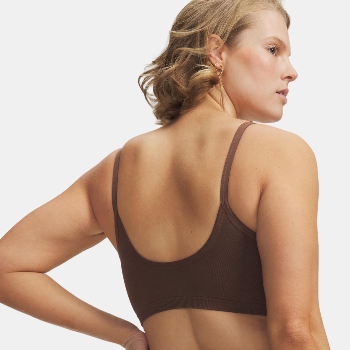 Soutien Casual de Mulher Seamless Cotton Low Bra Castanho-escuro-4