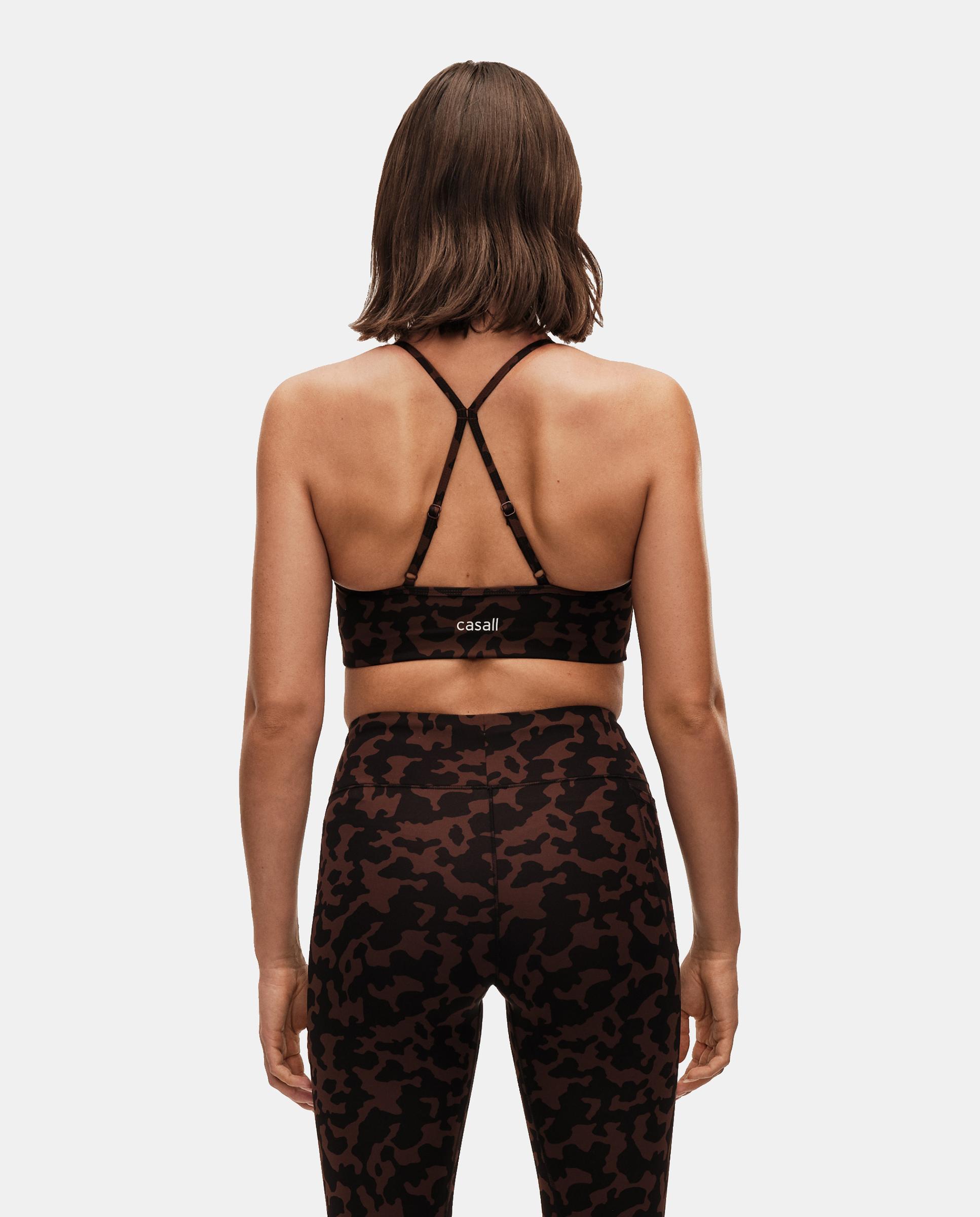 Top de Mulher Sleek Strappy Sports Bra Printed Castanho-2