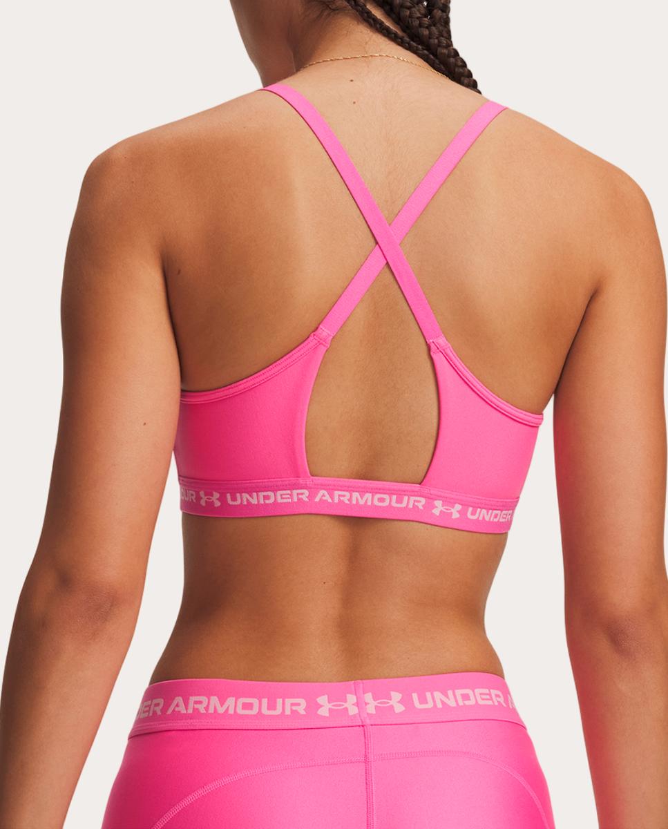 Top de Mulher UA Crossback Low Bra Rosa-2