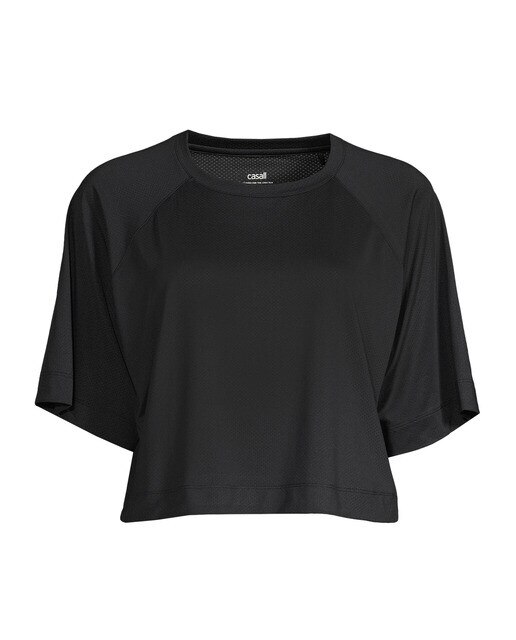 T-shirt de Mulher Laser Mesh Crop Tee Preto-1