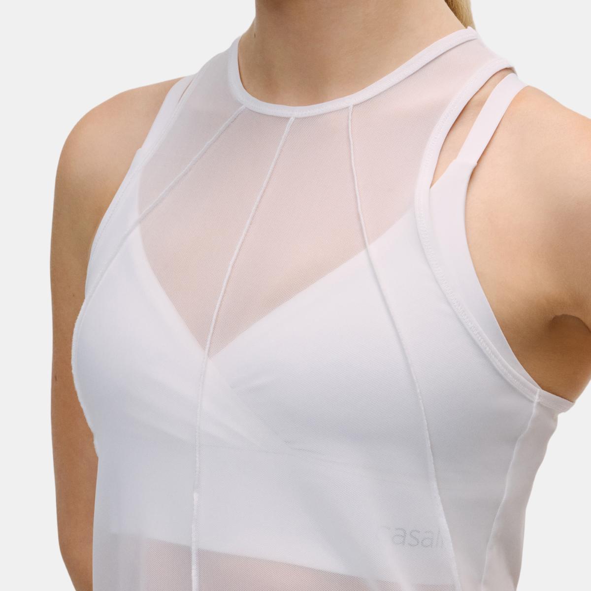 T-shirt de Mulher Seam Detail Mesh Tank Branco-2