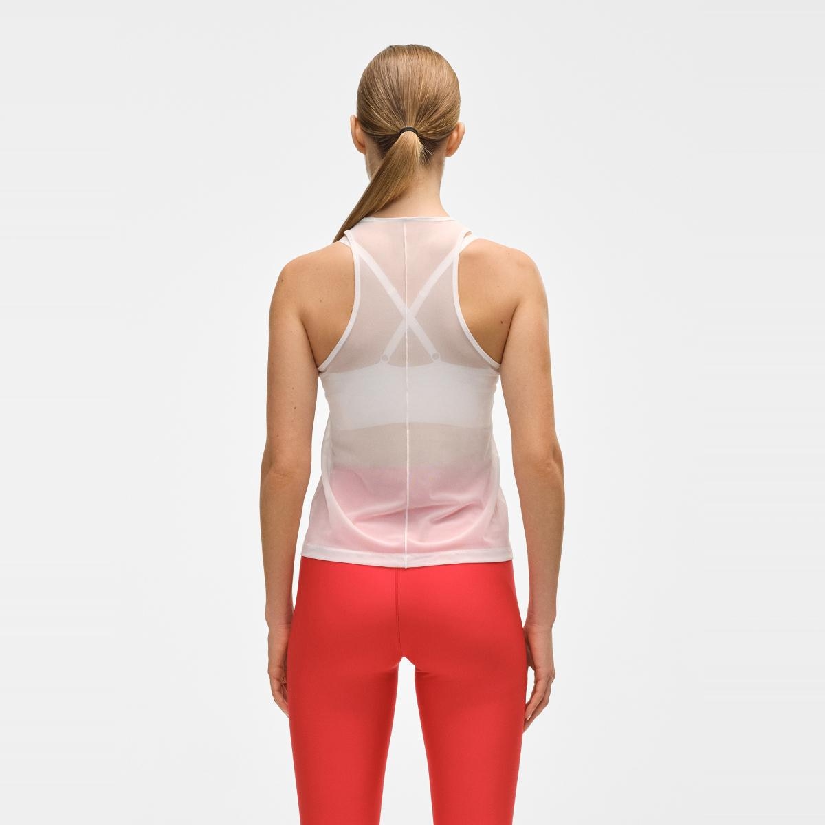 T-shirt de Mulher Seam Detail Mesh Tank Branco-3