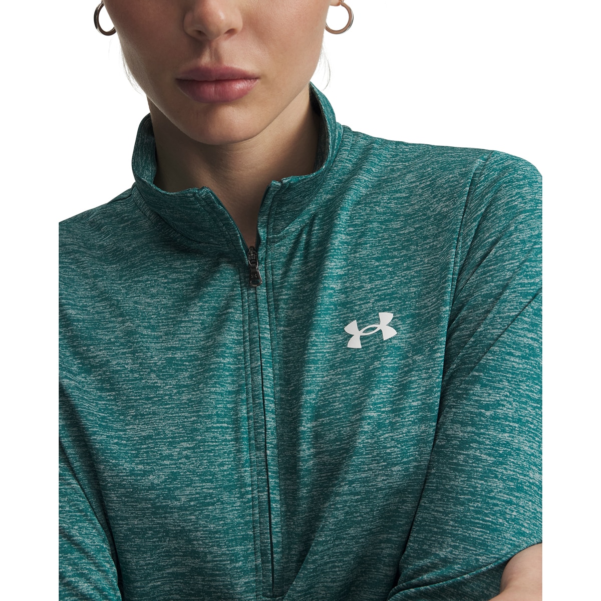 Sweatshirt de Training de Mulher Tech 1/2 Zip-Twist Verde-escuro-3