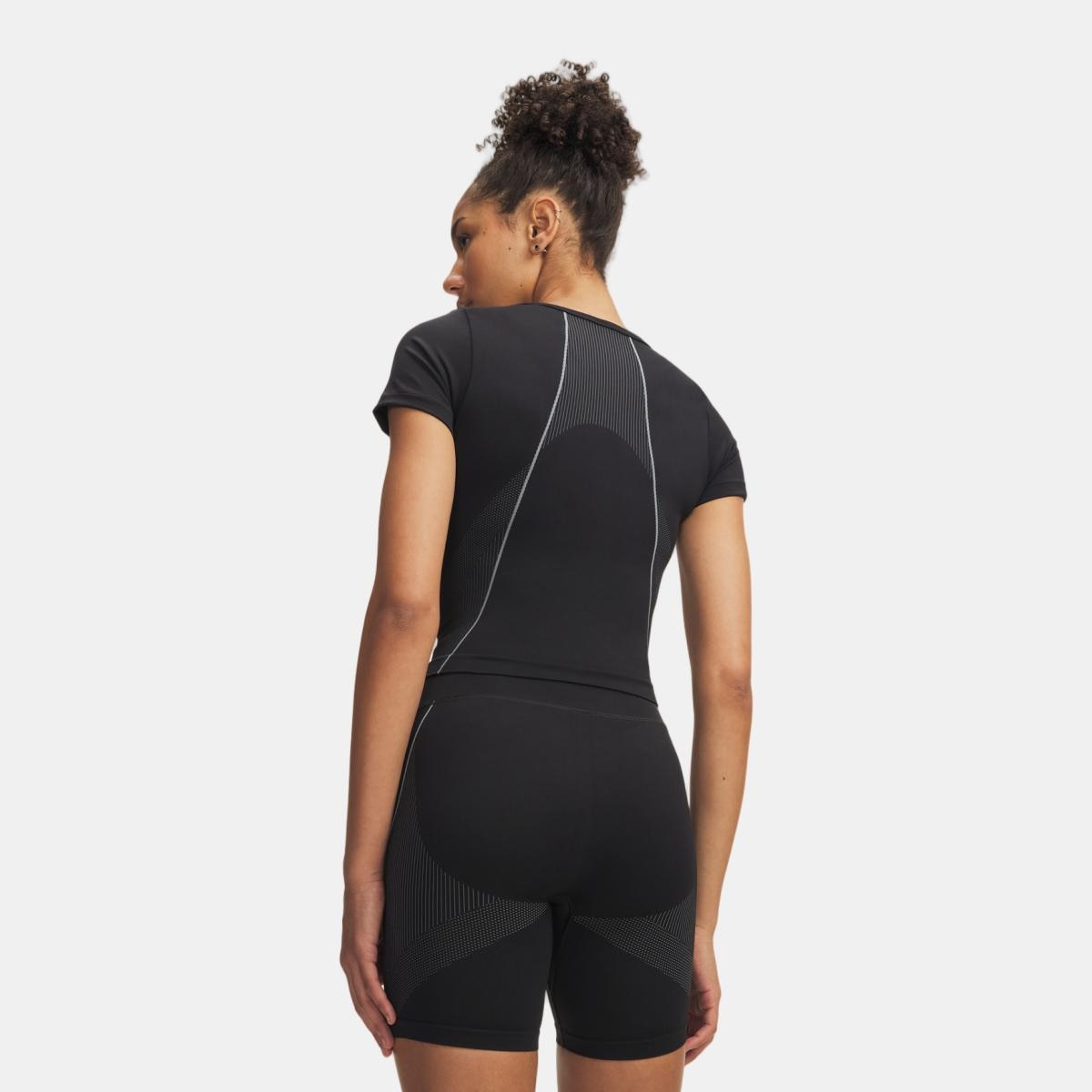 T-shirt de Mulher Training Vanish Seamless Crop Zip SS Preto-2