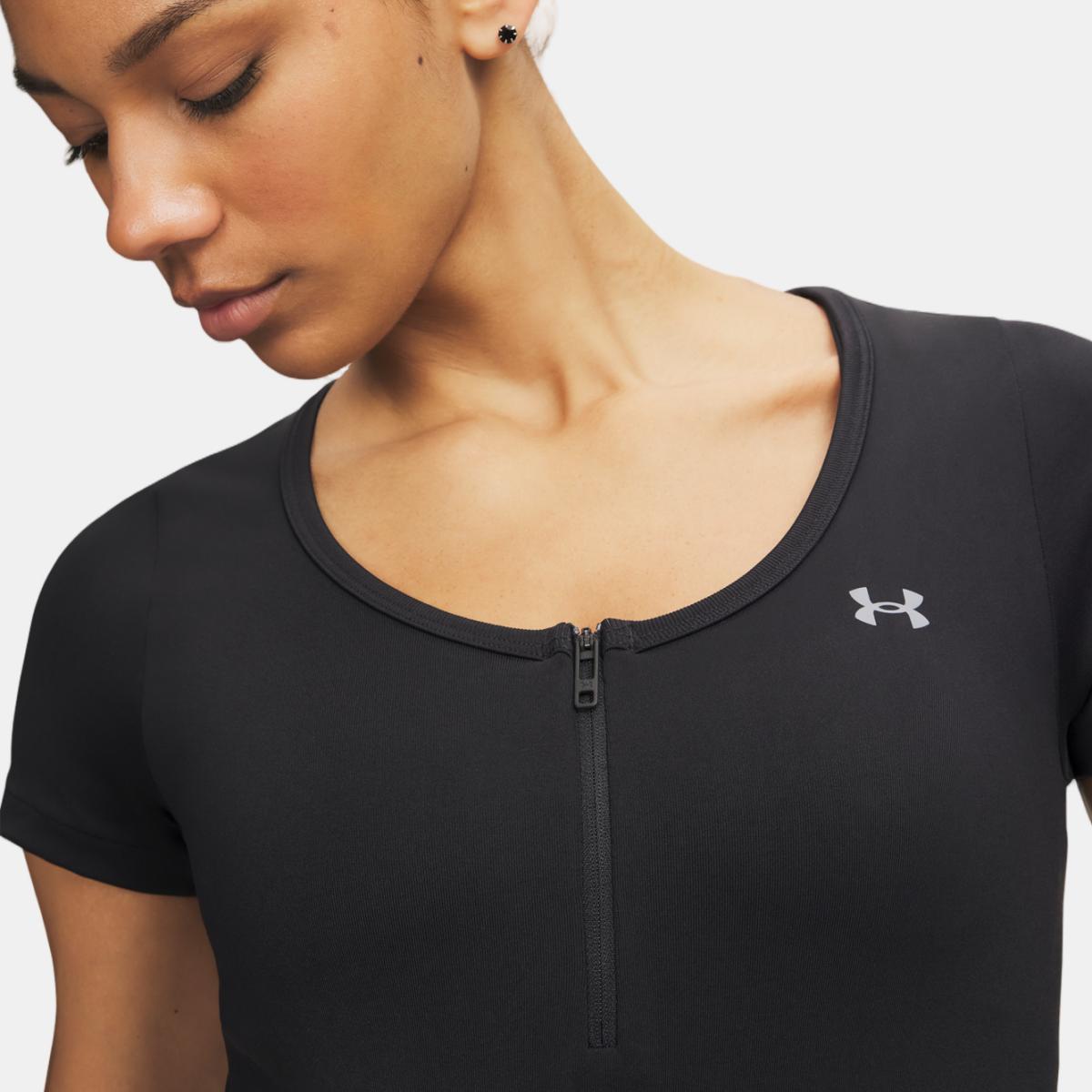 T-shirt de Mulher Training Vanish Seamless Crop Zip SS Preto-3
