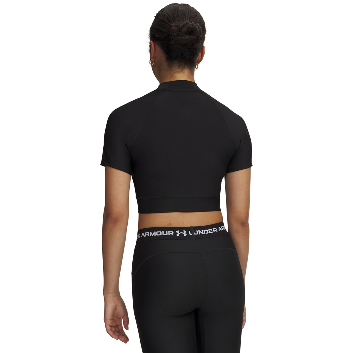 T-shirts de Mulher Training HeatGear Crop Mock SS Preto-2