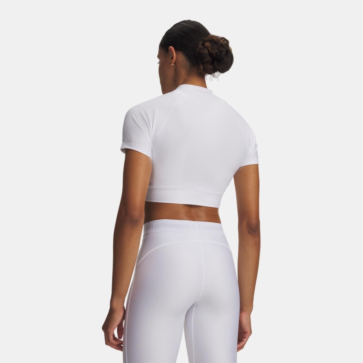T-shirts de Mulher Training HeatGear Crop Mock SS Branco-2