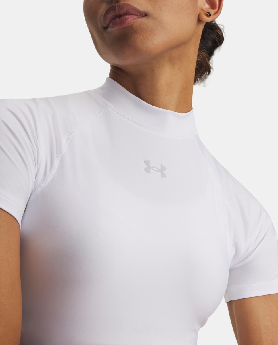 T-shirts de Mulher Training HeatGear Crop Mock SS Branco-3