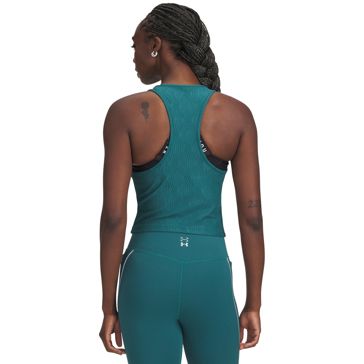 T-shirt de Training de Mulher UA Halo Jacquard Knit Tank Verde-escuro-2