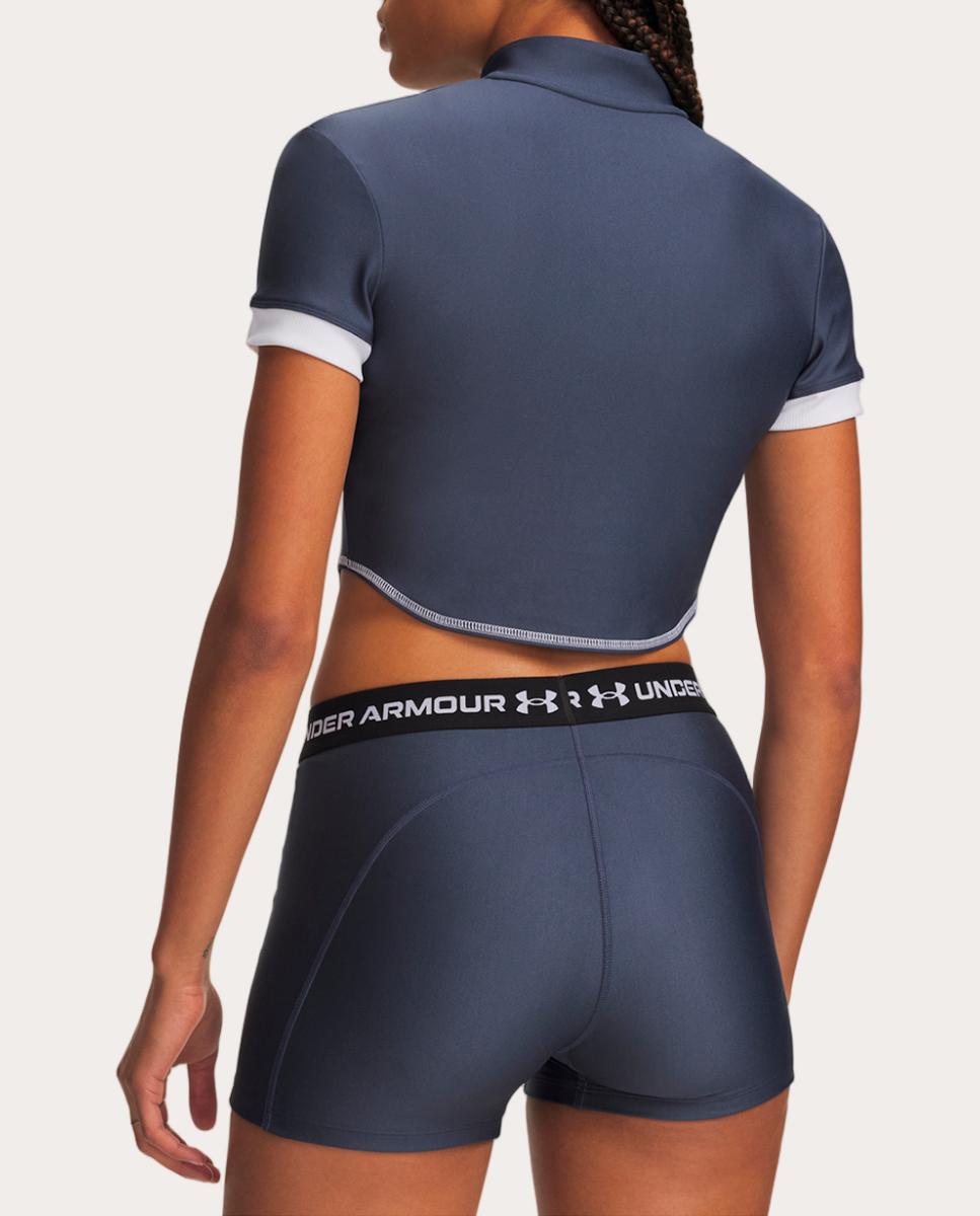 T-shirt de Mulher UA HeatGear Novelty SS FZ Cinzento azulado-2