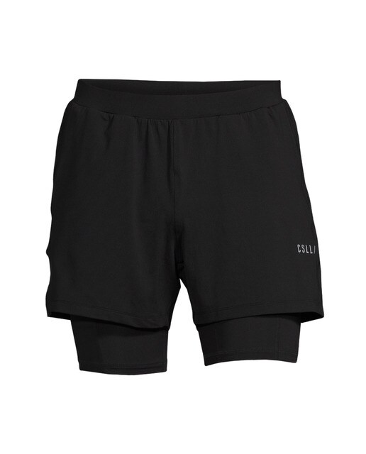 Calções de Mulher M Double Layer Shorts Preto-1