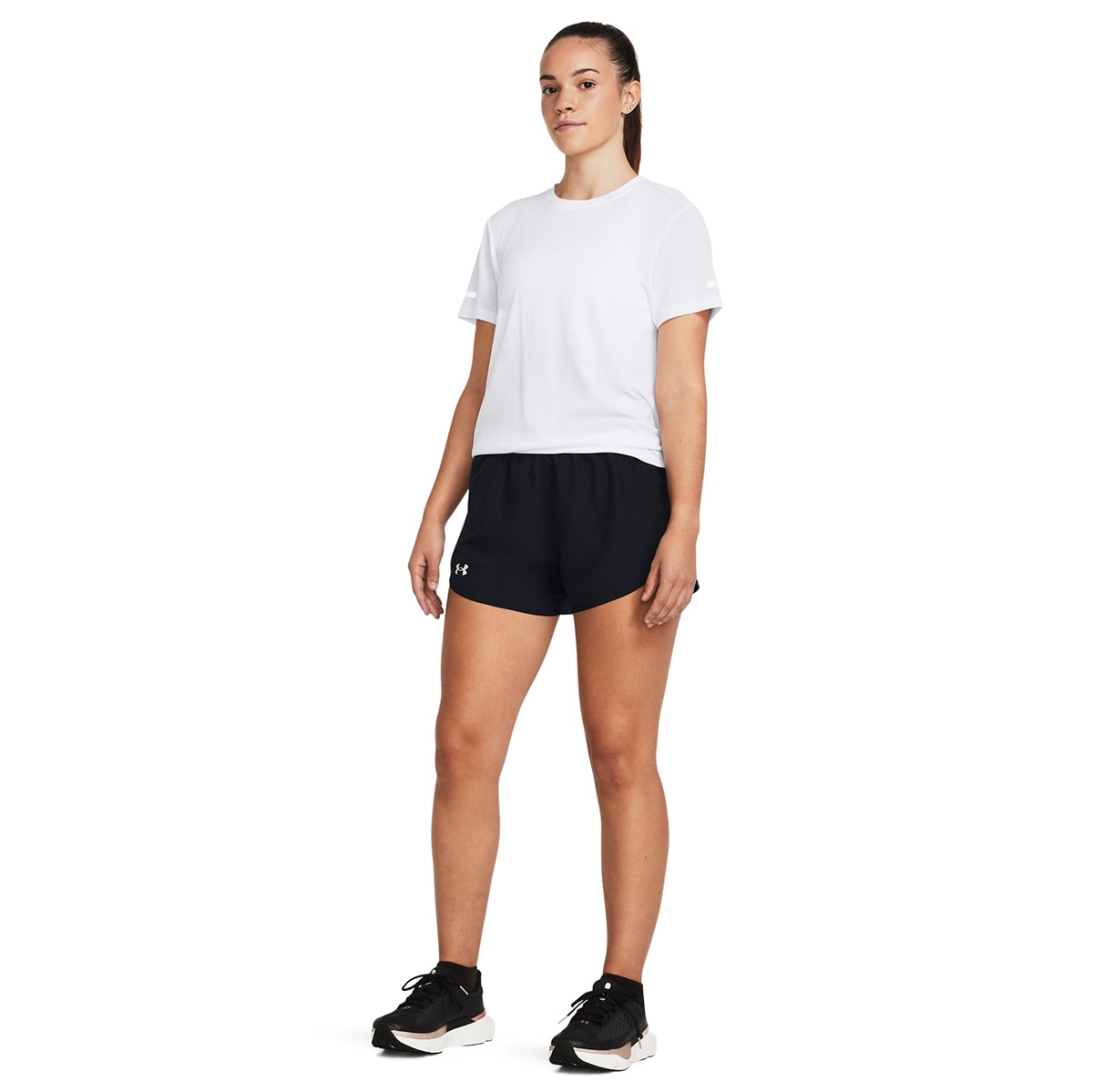 Calças de Running de Mulher UA Fly By 3'' Shorts Preto-4