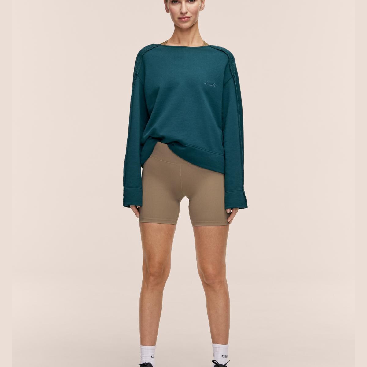 Leggings Tipo Calções de Mulher Regular Verde-militar-4