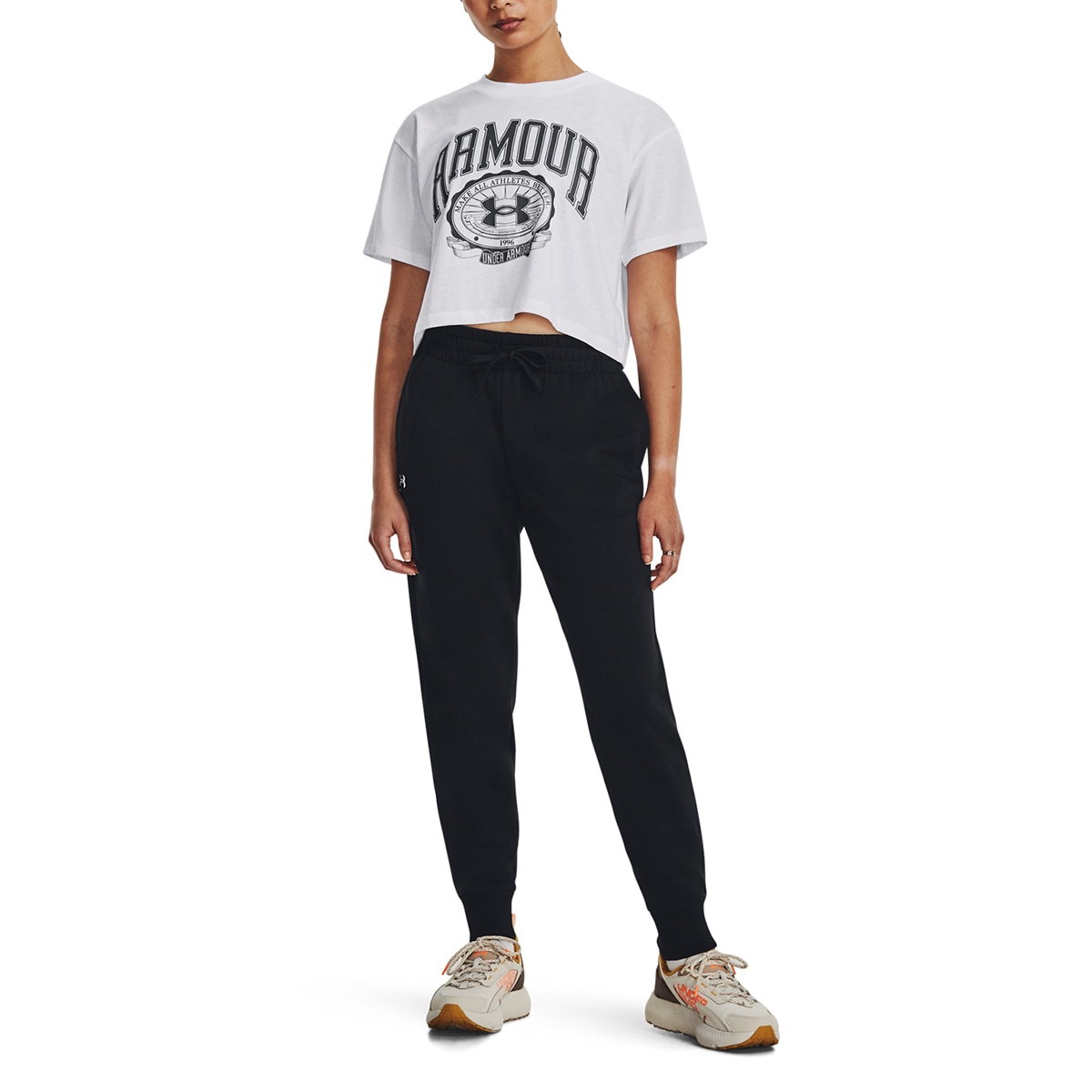 Calças de mulher Rival Fleece Under Armour Preto-5