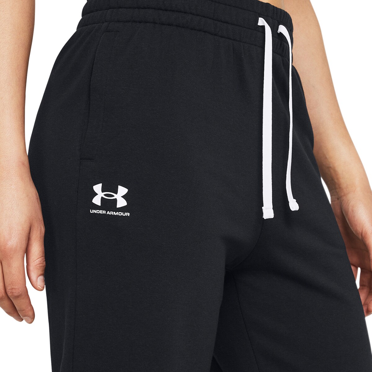 Calças Casual de Mulher Ua Rival Terry Jogger-Blk Preto-3