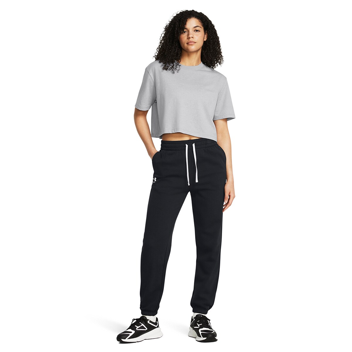 Calças Casual de Mulher Ua Rival Terry Jogger-Blk Preto-4