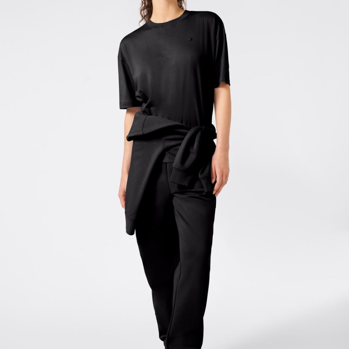 Calças Casual de Mulher Elastic Cuff Pants Preto-3
