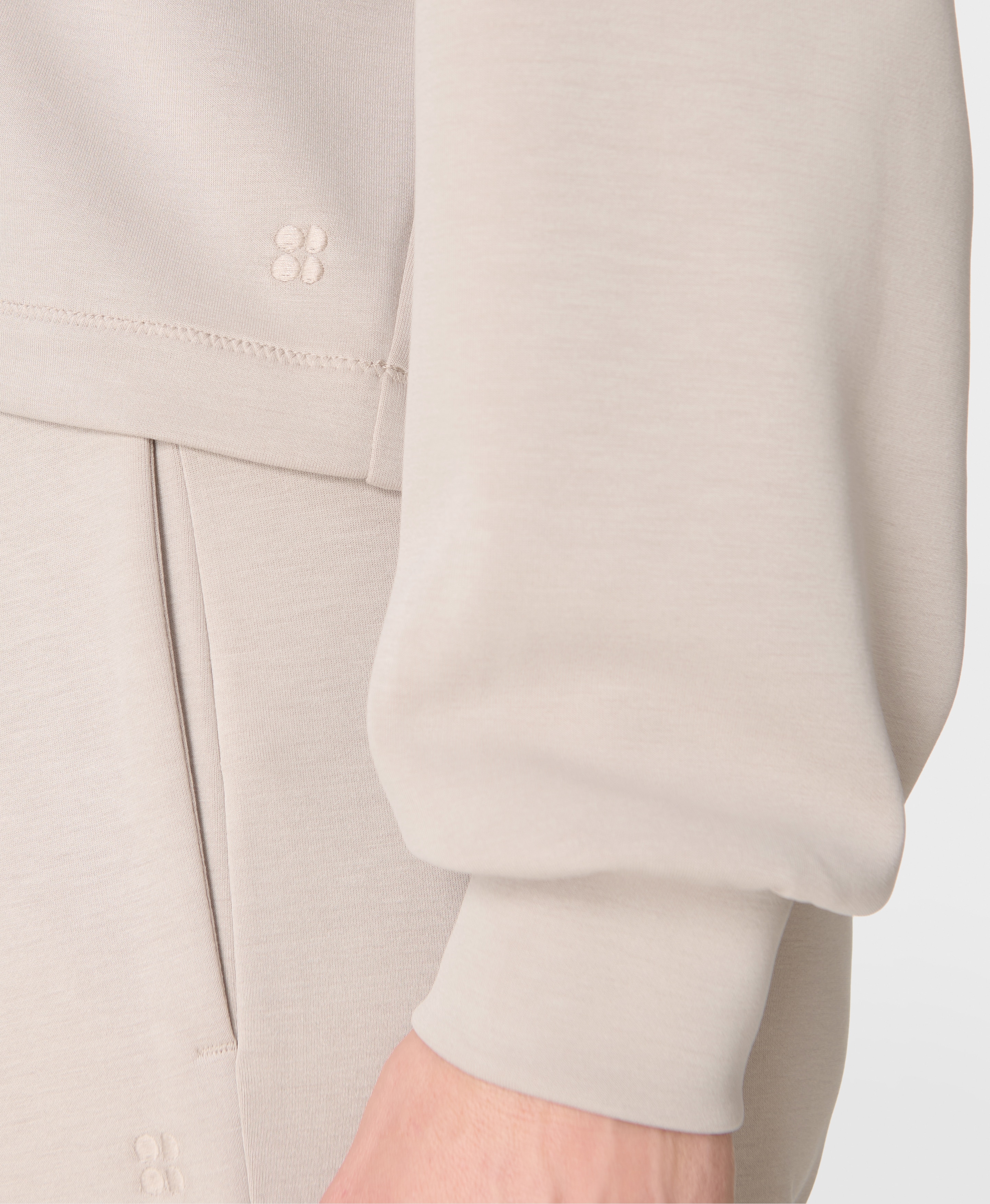Sweatshirt de Mulher Sand Wash Crop Henley Sweatshirt Bege-4