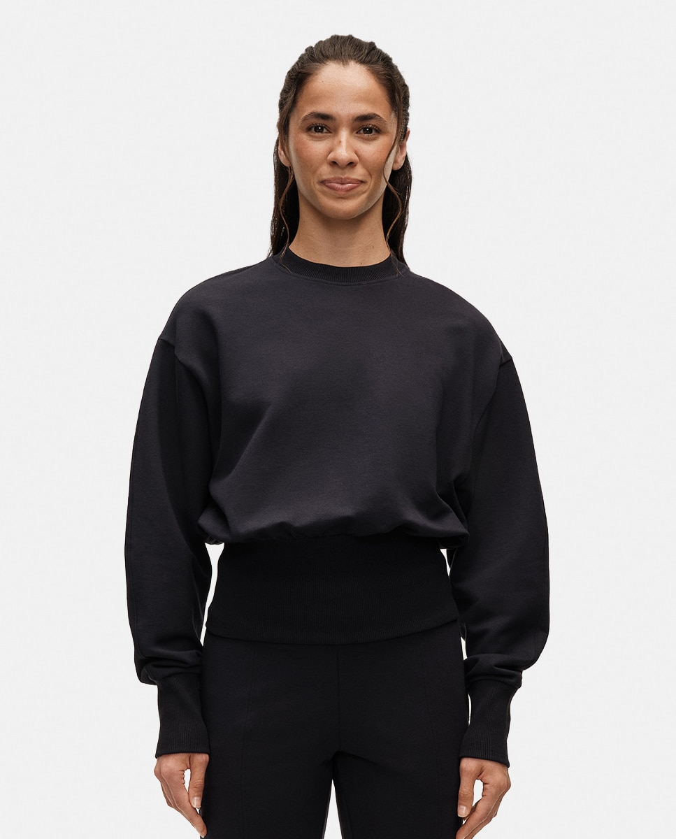 Casall Sudadera de Yoga y Pilates de Mujer Terry Silhouette Crew Azul oscuro