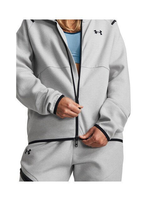 Sweatshirt de Mulher Unstoppable Flece FZ Cinzento-3